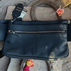 Genuine Leather Black Fanny Bag NWT